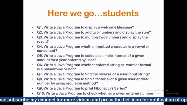 Java Important practical program questions for bsc computer science
