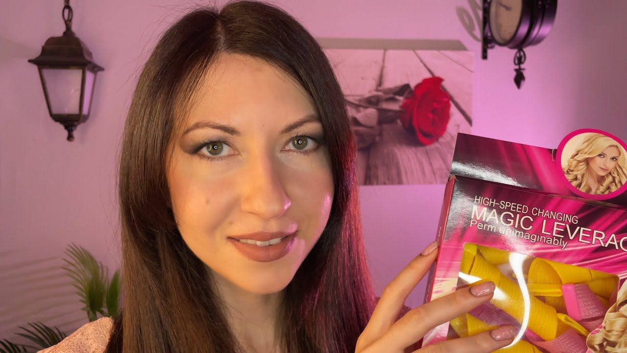 АСМР Укладка волос на бигуди  близкий шепот  ASMR Hairstyle смотреть онлайн