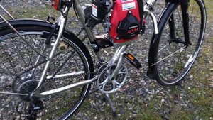 Mountain bike with Honda gxh50 gas engine