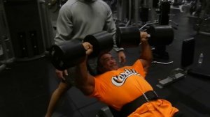 Jose Raymond incline db press w 150's 6 days out from Arnold Classic