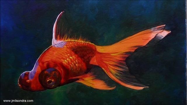 How to Paint a Goldfish in Acrylics  Time-lapse  JMLisondra