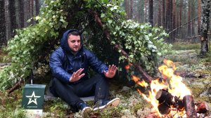 Одиночный поход под дождем в лес, строю укрытие, пробую Российский армейский ИРП