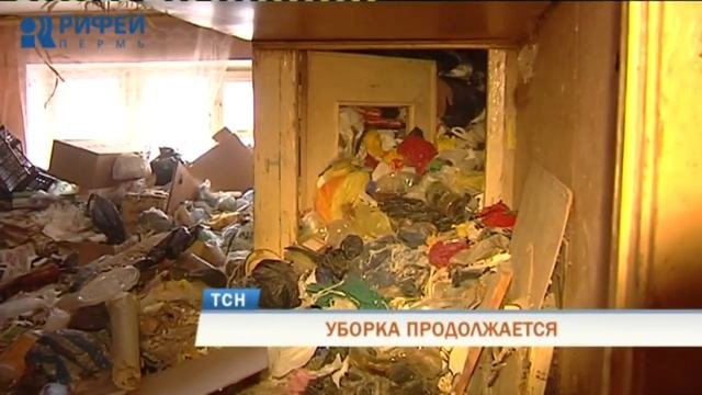 В Перми продолжается разбор мусора в квартире «Плюшкиной» из Мотовилихи