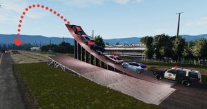 Полицейские машины разбиваем с трамплина BeamNG Drive
