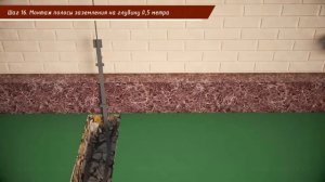 Монтаж полосы заземления на глубину