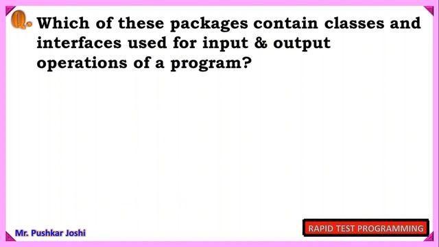 Java MCQ || Part 8 || Rapid Test Programming || Joshi Pushkar D. смотреть онлайн