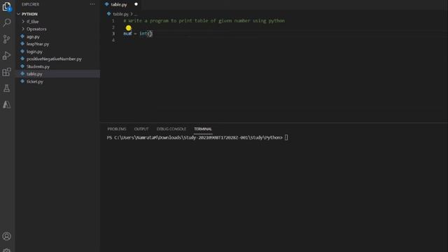 #10.1.3 Print multiplication table with python for loop | For loop example | Python Program