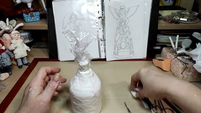 ? АНГЕЛ. ( украшение макушки ёлки). Урок номер 2. Продолжаем делать юбку. Работа с ватой. смотреть онлайн