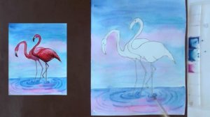 Уроки рисования. Как нарисовать фламинго акварелью  How to draw Flamingos | Art School