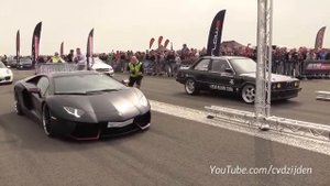 Гонка BMW 325i e30 vs Lamborghini Aventodor