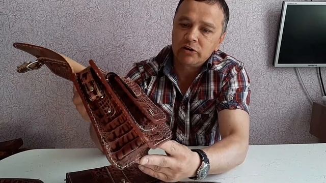 Сумка ручной работы из кожи кайман. смотреть онлайн