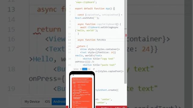 【React Native & Expo】Copy text to the clipboard using Expo Clipboard. #reactnative #expo