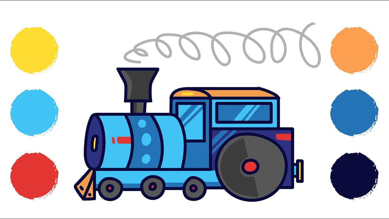 Как нарисовать паровоз / Раскраска Паровоз / How to draw a STEAM TRAIN / STEAM TRAIN coloring смотреть онлайн