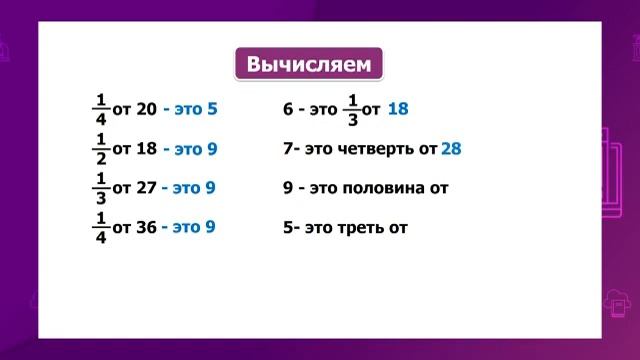 Математика. 3 класс. Нахождение части числа и числа по его части /03.11.2020/ смотреть онлайн