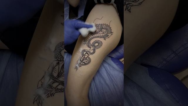 Татуировка Дракон на ноге | Dragon tattoo on leg | KOLESNIKTATTOOART