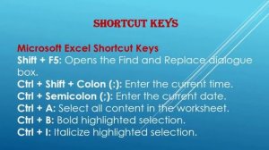 MS Word Excel Power Point Keyboard Shortcut Keys