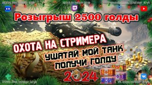 Розыгрыш 2500 голды  Охота на стримера  С новым 2024 годом ◉ Мир Танков