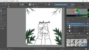 Рисунок новогодняя открытка на новый год в  Krita #новогодний #рисунок #открытка