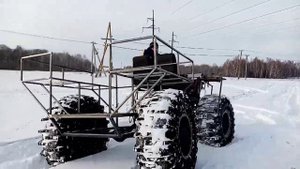 Болотоход каракат по снегу. С двигателем Ока. Знакомство с блогерами.