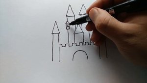 Нарисовать замок (дворец, крепость). Шаг за шагом просто рисуем простые рисунки! Уроки рисования.