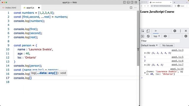 Destructuring is a feature in JavaScript Use Destructuring to get values from arrays