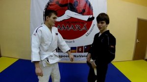 Переход со стойки в партер на болевой прием на ногу BJJ