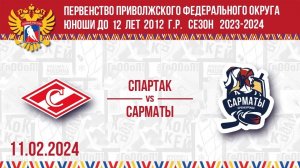 11.02.2024. ПРЯМОЙ ЭФИР. Первенство ПФО. ХК "Спартак-2012" - ХК "Сарматы"