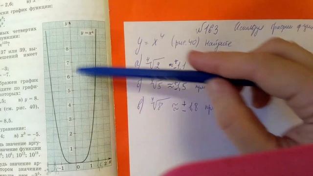 163 Алгебра 9 класс. Используя График функции у=х4 Степени Найдите смотреть онлайн