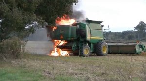 John Deere 9660 STS Combine Fire, SK FARMS SOYBEAN HARVEST PART 2