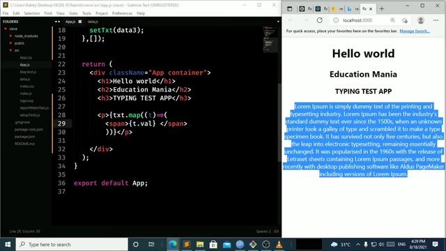 React JS Tutorial Beginner React JS Project | React JS Typing Test App