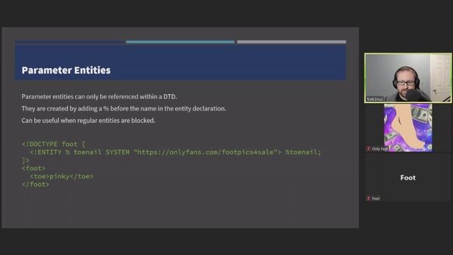 XML External Entity Injection by @0xTib3rius (OnlyFeet Con 2022 public talks) смотреть онлайн