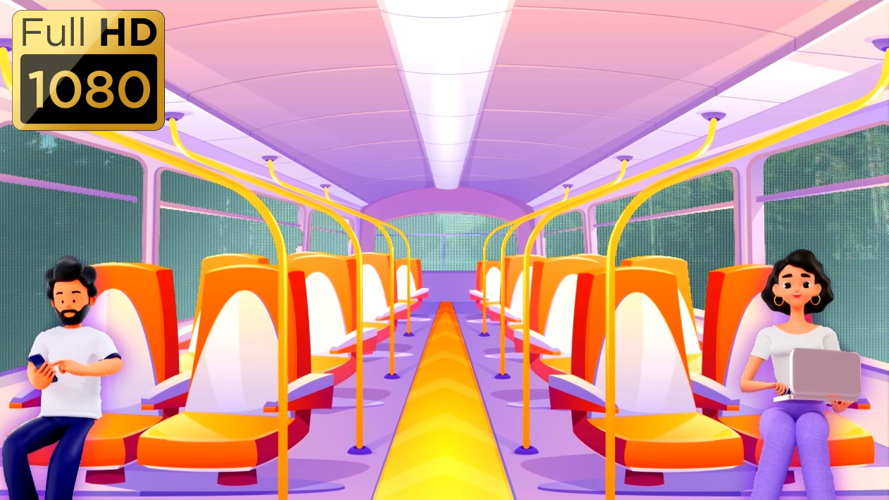 Cartoon Wallpaper Bus Interior