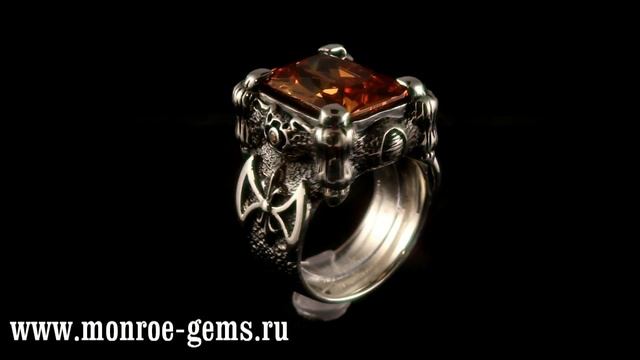 Серебряное кольцо. Серебряный перстень. Big Silver ring. Перстень с топазом Империал