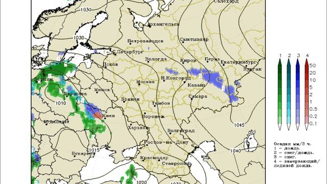 Анимированный прогноз температуры и осадков от 05.01.2021 смотреть онлайн