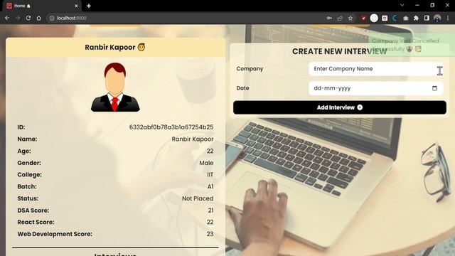 ? Placement Cell Application | Full Stack Web Development using NodeJS, MongoDB, ExpressJS ?