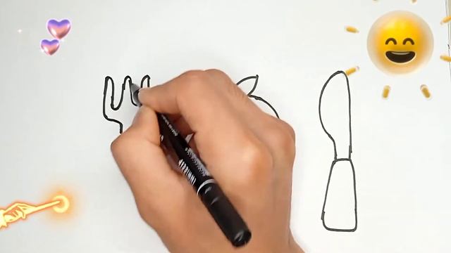 How to draw meal and apple for kids, bolalar uchun chizish, рисование для детей смотреть онлайн