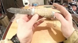 Инкрустация рукояти ножа серебрянкой