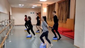 Фрагмент выполнения комплекса упражнений на степ платформах