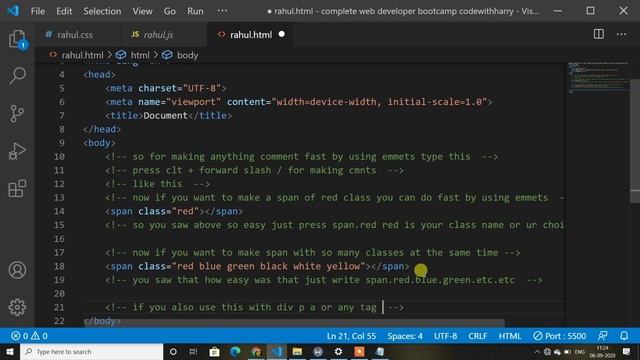 Visual Studio Code EMMET 2020 || Write multiple codes in 1 LINE fast смотреть онлайн