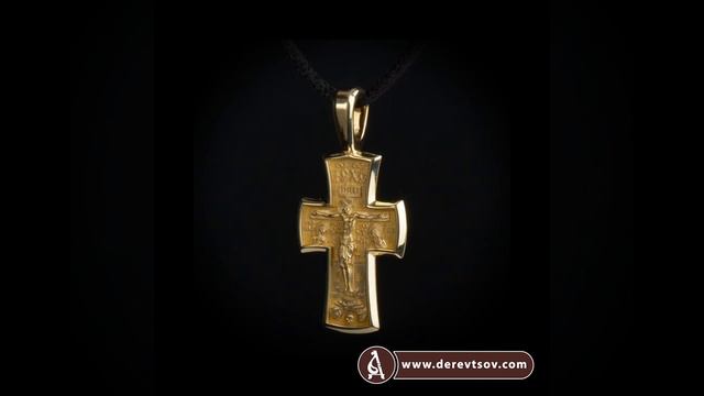 Крестик нательный золотой - Распятие Господа нашего Иисуса Христа, Архангел Михаил KRZ0102 смотреть онлайн
