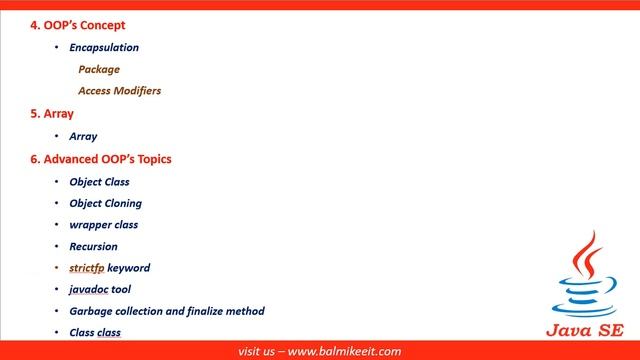 Java Syllabus for Online Courses (with Projects) | Core Java Syllabus | Java Online Live Classes