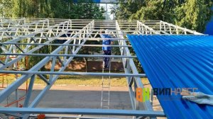 Односкатный навес из профнастила