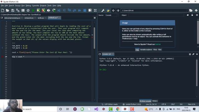 Python Exercise Tutorial Series | Exercise 6