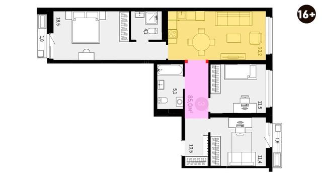 Обзор трехкомнатной квартиры в ЖК от Брусники. Перепланировка трешки от Градиз Интерьер смотреть онлайн