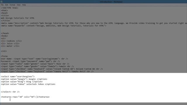 HTML Web Design Tutorials: HTML Form Text Area Lesson 24