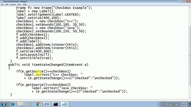 JAVA CH 10 AWT EVENTS LISTENER ADAPTOR WITH EXAMPLE CHECKBOX смотреть онлайн