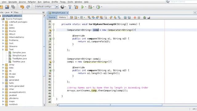Java Sort String Array using Comparator Interface