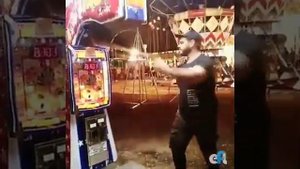 Люди ломают силой удара автоматы.People break the force of the blow machines, or just monsters.