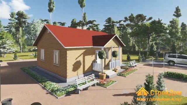 DB-28: Одноэтажный дом из бруса 11х11 смотреть онлайн