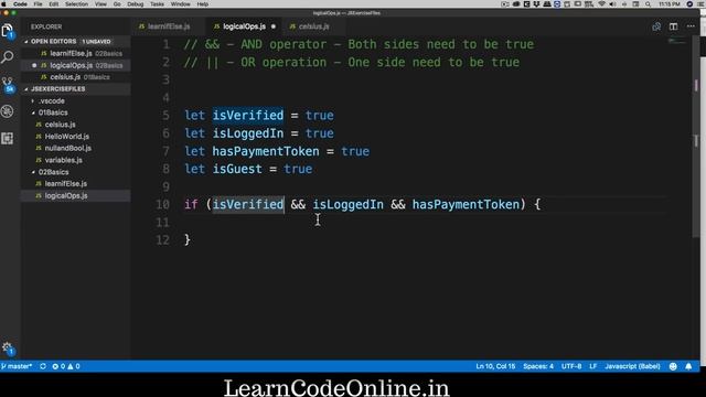 Logical operations in javascript
